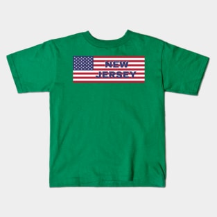 New Jersey State in American Flag Kids T-Shirt